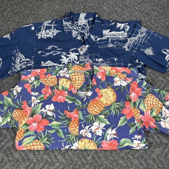Royal Creations Hawaiian Shirt Lot Of 2 Mens Large Floral Colorful Vacation - Picture 1 of 11